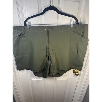 Lane Bryant Venezia Olive Green Shorts Plus Size 24W Elastic Waist Drawstring - Image 1 of 4