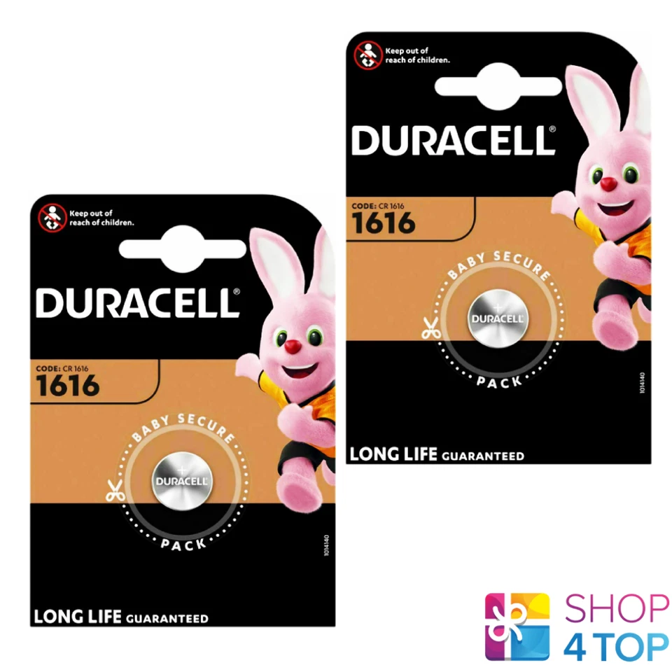 2 Duracell Cr1616 Lithium Batteries 3V Coin Cell Dl1616 Ecr1616 Exp 2034 NEW - Image 1 of 1
