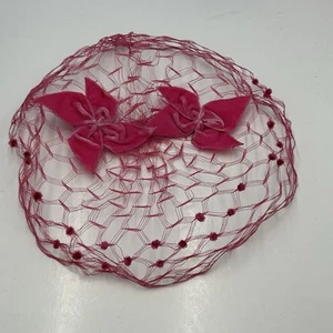 Vintage Pink Birdcage Netting Velvet Bows Spring Easter Fascinator Hair Topper - Picture 1 of 12