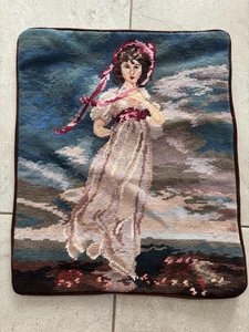 NEW Wool Needlepoint Throw Pillow Cover Pinkie Pinky Antique Painting 17"x14" - Picture 1 of 3