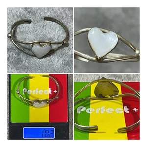 Mother of Pearl Vintage Heart Shaped Cuff Bracelet !! - Picture 1 of 9