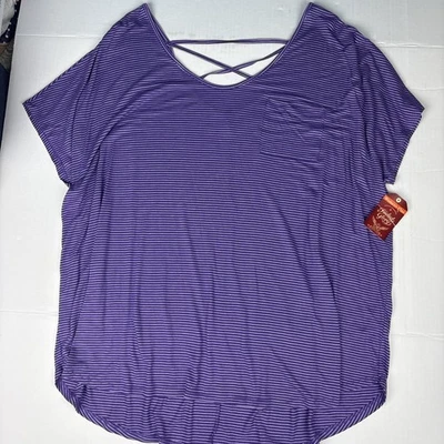 Camisa para mujer Faded Glory 4X púrpura blanco rayas nuevas etiquetas cruzadas espalda rayón Foto 1 de 4