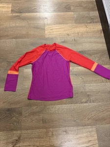 Prana Sun Top Womens M Quick Dry Orange Purple Beach Rash Guard - Picture 1 of 5