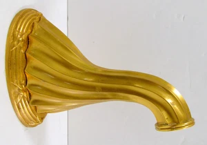 Sherle Wagner Gold Plated Ribbon & Reed Wall Mount Tub Spout 0818TUB-GP - Picture 1 of 12