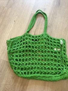 Large Bershka Beach Bag Shopper Crochet Green - Picture 1 of 3