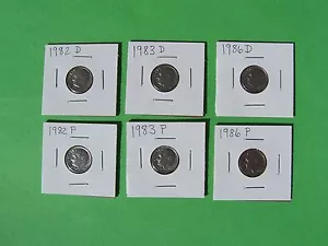 1982 P&D, 1983 P&D, 1986 P&D Roosevelt Dime Key Year Set in 2X2 holders - Picture 1 of 3