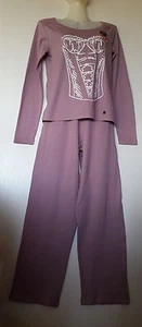 O'MOI PYJAMA ENSEMBLE HAUT+PANTALON EN COTON FR36/38, EU34/36, US S LILAS FONCE - Picture 1 of 10