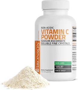 Non Acidic Vitamin C Powder, Sodium Ascorbate, Non GMO, Soluble Fine Crystals - Picture 1 of 9