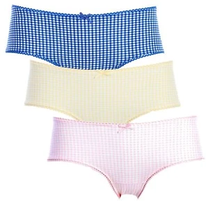 3 x Nina von C. Damen Minihipster Hipster Unterwäsche kariert gelb rosa blau - Bild 1 von 2