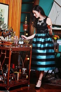 Anthropologie Leifsdottir schwarz Pailletten Streifen Cocktail Abend neu mit Etikett $ 248 - Bild 1 von 6