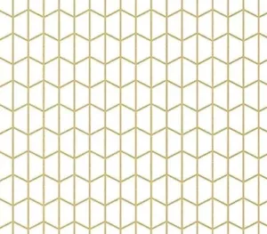 Modern Geometric Beehive Peel & Stick Wallpaper / Gold , White - Picture 1 of 5