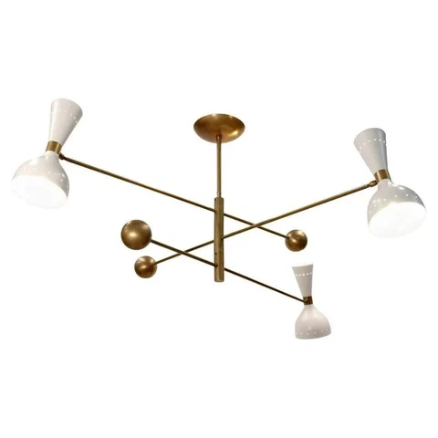 Modern Raw Brass Sputnik chandelier 3 Light Countercall Pendant Mid Century Cover