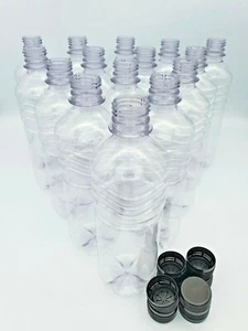 Plástico Transparente 500 ml Costilla PET Tornillo Tapa Bebidas Botellas Cordial Preparación Casera x 300 - Imagen 1 de 3