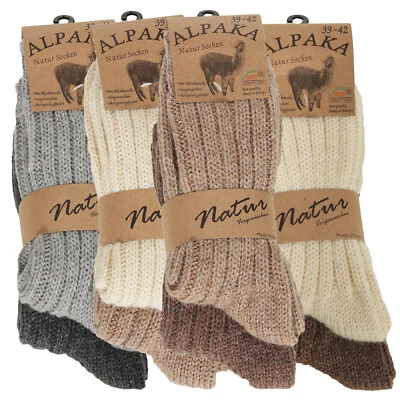 2 Alpaca Socks Mens Womens Wool Socks Sheep Wool Thick Knitted Stockings  - Image 1 of 4