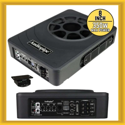 Audiopipe APLP-8300 8" Low Profile Amplified Car Subwoofer 175W RMS 2 Ohms - Image 1 of 4