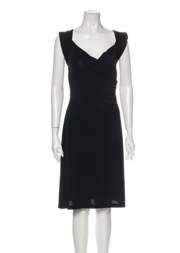 pre loved auth VALENTINO (RED) Size LARGE black SHEATH DRESS w lace inset @ back