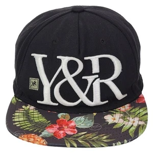 Young Reckless Hat Snapback Skate Cap Black Aloha Hawaiian Tropical Big Y&R Logo - Picture 1 of 7