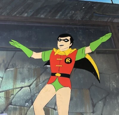 Robin Super Friends Production Cel Hand painted Background 1970s  - Image 1 of 3