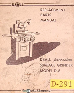 Doall D-6, Surface Grinder, Replacement Parts Manual 1961 - Picture 1 of 2