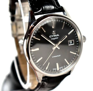 Cyma Watch Cymaflex Navystar 40mm Automatic Black Dial MADE IN SWISS - Picture 1 of 18