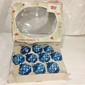 Lot 12 Vtg Box Shiny Brite Poloron USA Christmas Ornaments Stencil Xmas Blue - Picture 1 of 11