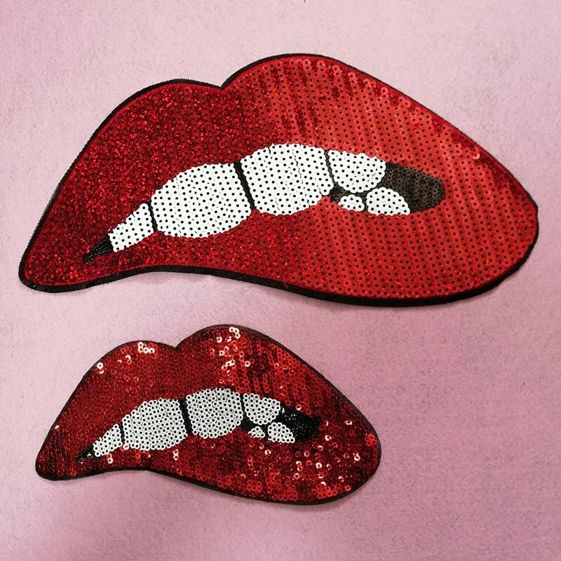 43 Pcs Sequins Embroidery Lips Patches Lot - Image 1 of 4