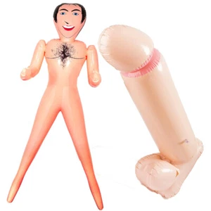 JUNGGESELLINNENABSCHIED PARTY SET AUFBLASBAR NACKTER MANN PUPPE & AUFBLASBAR 90 CM WILLY PENIS - Bild 1 von 5