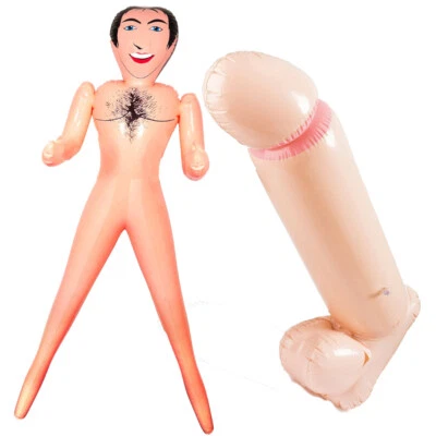 Henne / Hirsch Nacht Party Set Aufblasbar Nackt Mann Puppe & 90CM Willy Penis - Bild 1 von 4