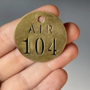 Antique - Vintage #104 Brass Luggage Tag Ship / Airline Industrial Early 20th C. - Picture 1 of 4