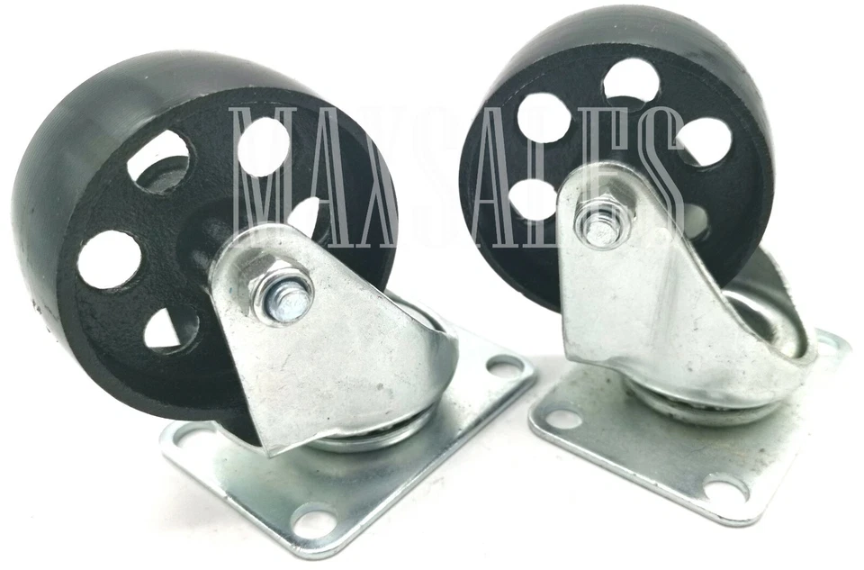 CAL HAWK 2 PC 3.5" Steel Metal Wheel Casters top plate Swivel Caster Heavy Duty