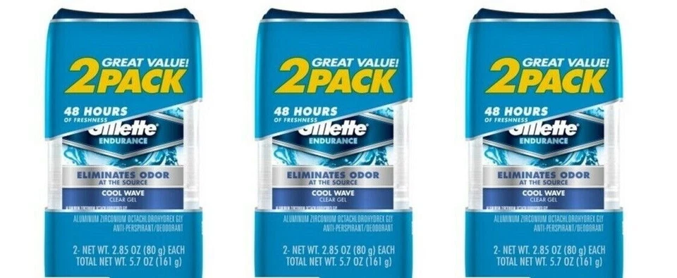 BL Gillette Deodorant Two Pack Cool Wave 2.85 oz Clear Gel - THREE PACK - Image 1 of 1