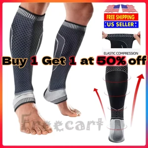Calf Compression Sleeve Ankle Brace Leg Support Socks Foot Fasciitis Pain Relief - Picture 1 of 14