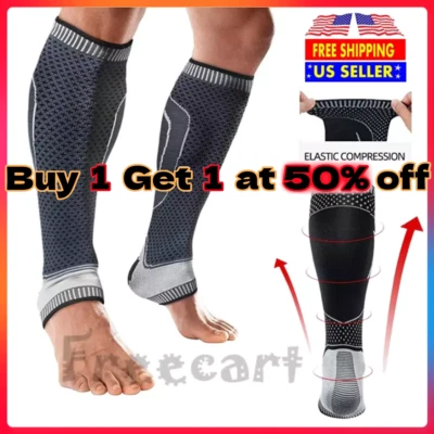 Calf Compression Sleeve Ankle Brace Leg Support Socks Foot Fasciitis Pain Relief - Image 1 of 4