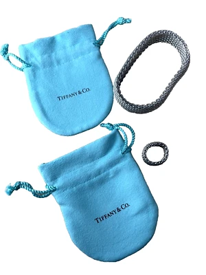 Сетчатое кольцо Tiffany & Co. Somerset размер 4 и браслет 7 дюймов с чехлами - Изображение 1 из 4