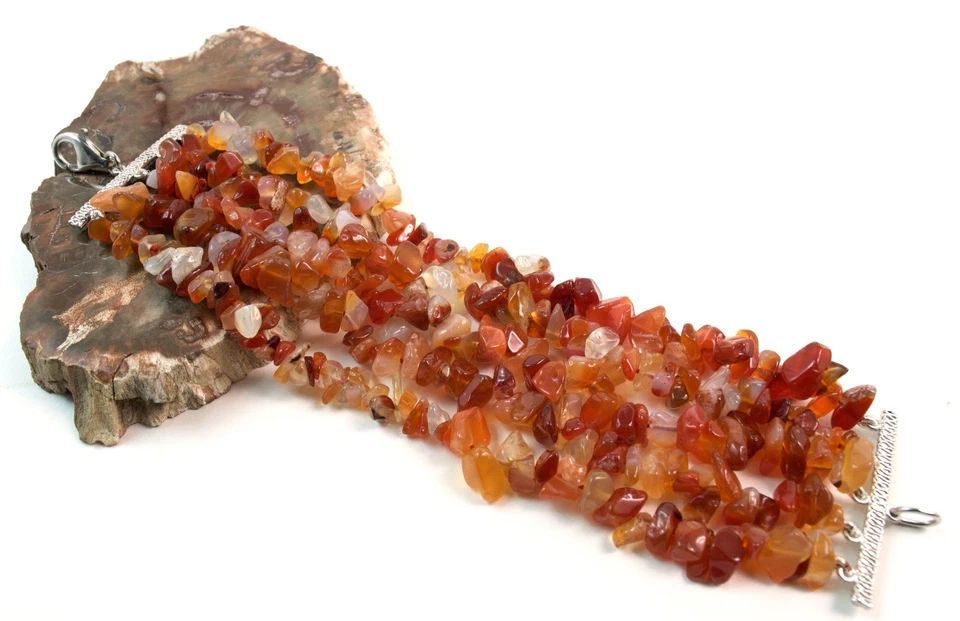 Bracciale a cinque fili con Corniola e Argento 925. Made in Italy - Immagine 1 di 1