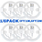 Câble chargeur rapide USB 3/6 pieds pour iPhone 13 12 11 XR 8 7 6 5c XS lot de 6 pack