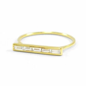 14K Gold VS/F-G Diamond Baguette Bar Ring Size-3-8 US - The Jewelz - Picture 1 of 4