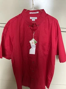 New Men’s XL FeatherLite Short Sleeve Twill Work Shirt Red Fine Stain Resistant - Picture 1 of 10