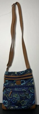 Stone Mountain Blue Purple Paisley Quilted Crossbody Purse Shoulder Bag 9x11" - Image 1 of 4