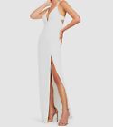 $195 Aidan Mattox Women's Ivory Sleeveless V-Neck Cutout Back Gown Dress Size 2