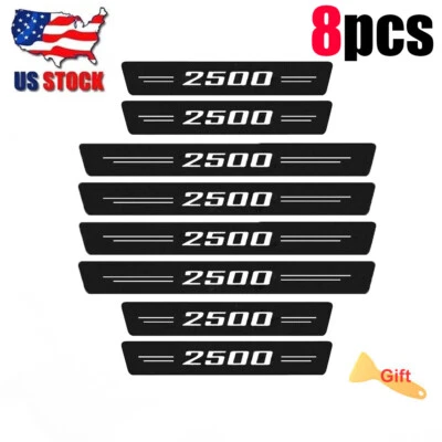 8 piezas protectores de placa de umbral de puerta de cabina de fibra de carbono para Chevy Silverado 2500 HD Foto 1 de 4