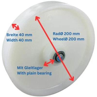 ROLLENTECHNIK Bauzaunrolle Zaunrolle Zaunlaufrolle Ø200 mm Kunststoffrad NEU