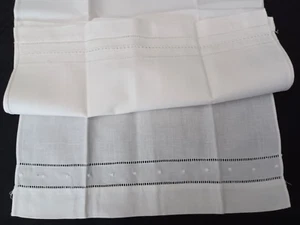 NEU (3) Leinen Baumwolle weiß Hohlsaum Gästehandtuch bestickt Punkte - Bild 1 von 3