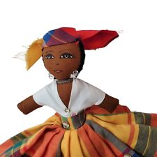 Topsy Turvy Doll Americana Folk Art Handmade Reversible Caribbean Girls 9"