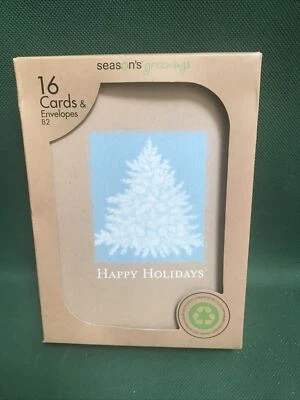 Paper Magic Happy Holidays ECO Recycled Cards & Env 18 Light blue tree - Image 1 of 2