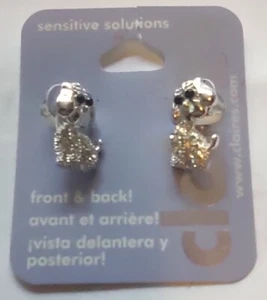 Pendientes Claire's Sensitive Solutions Delanteros y Traseros Caniche Cachorro Estrás Nuevos - Imagen 1 de 3