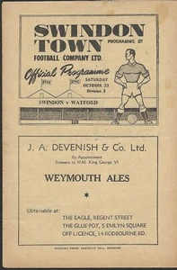 Swindon Town v Watford. Division 3. 1948-1949 - Picture 1 of 1