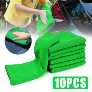 10pcs Green Microfiber Towel Car Cleaning Wash Drying Detailing Cloth No Scratch - Picture 1 of 12