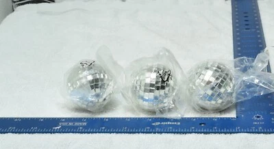 Set (3) Hanging Disco Ball Mirror Ball Christmas Tree Ornaments - Image 1 of 3