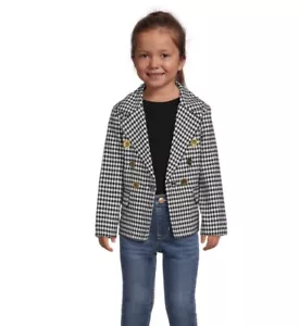 Wonder Nation Girls Holiday Blazer Black & White Herringbone Size 5T NWT - Picture 1 of 4